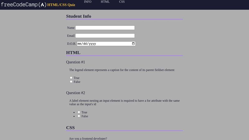 HTML/CSS Quiz practice project