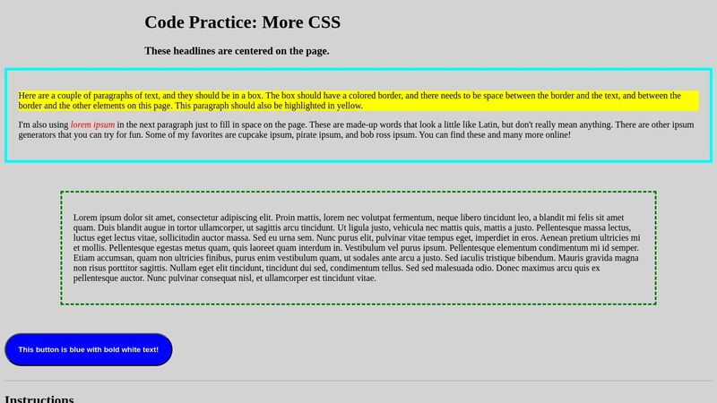 Code Practice: More CSS