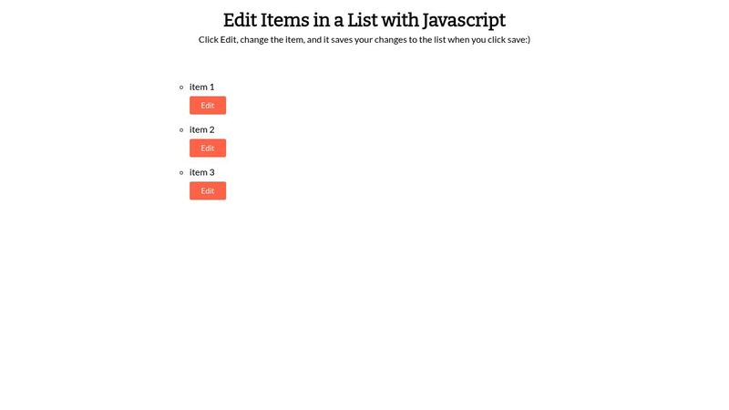 Edit Items in a List with Javascript