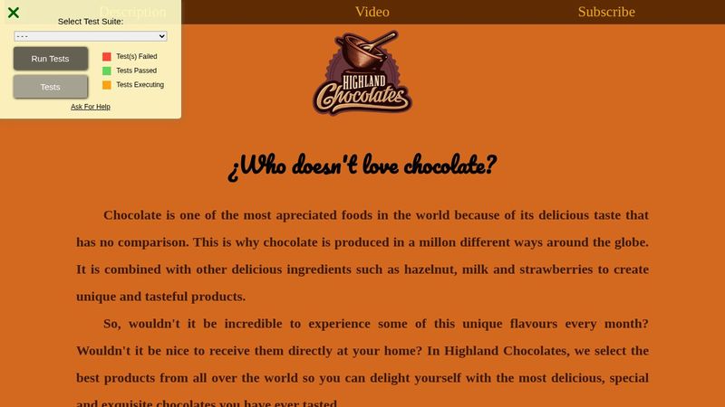 Product Landing Page - Chocolate