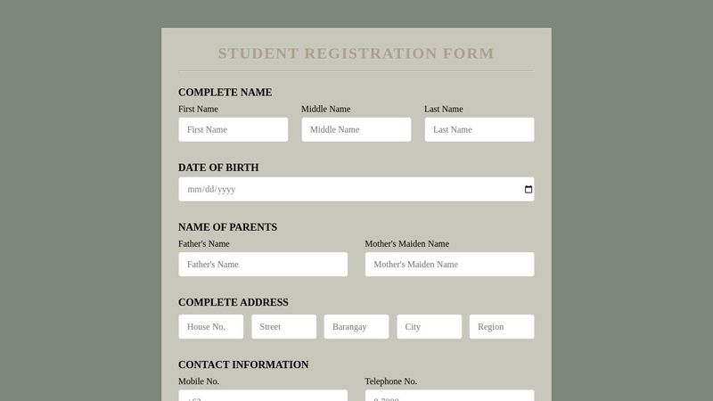 Student Registration Form