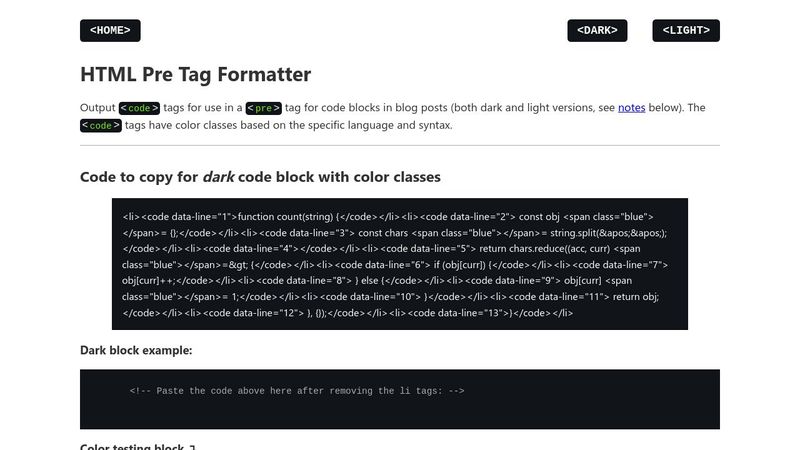 Pre tag formatter