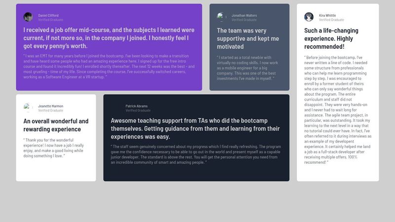 Testimonials Grid Section Mobile-First (HTML, CSS)