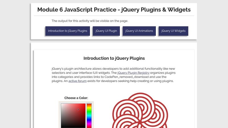 Module 6 Coding Activity - jQuery Plugins & Widgets