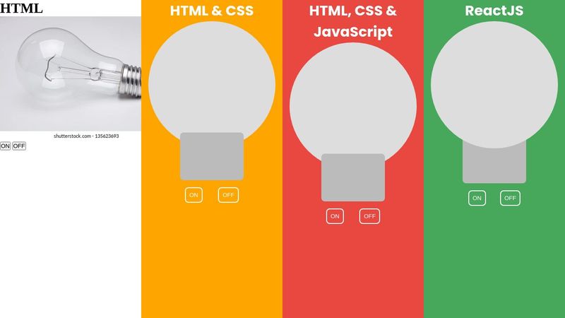 HTML, CSS, JavaScript, React Bulb Example