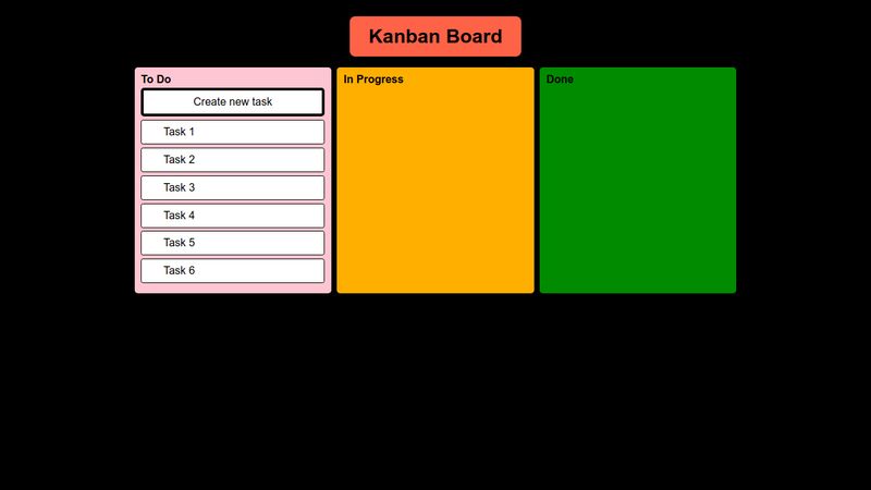 kanban board with html, css and js