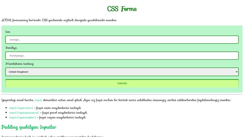 CSS Forms