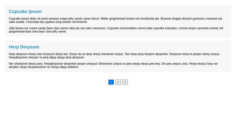 Pagination with HTML, CSS and JS: unordered list
