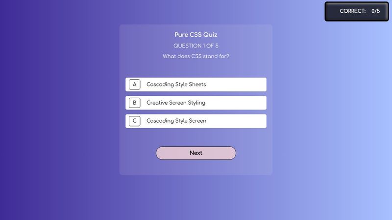 Pure CSS Quiz Game