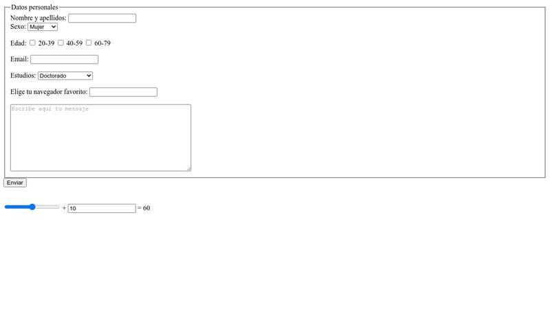 HTML. Etiquetas Formularios