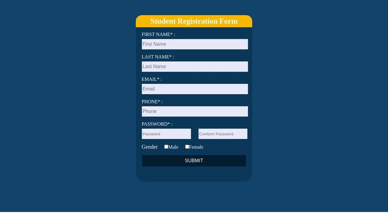 Student Registration form css