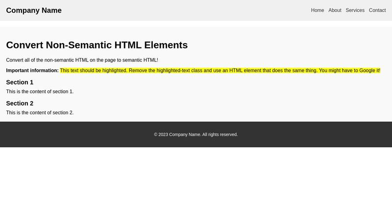 Semantic HTML Exercise