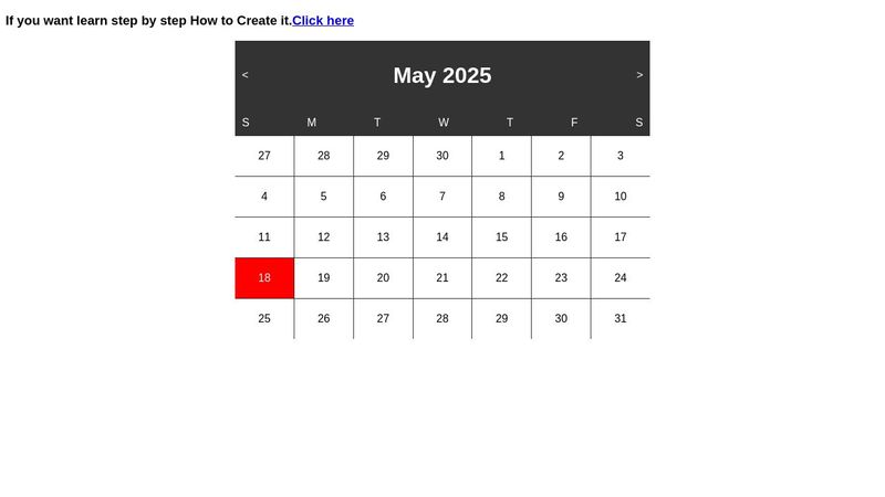 Simple Html, CSS and JavaScript Calendar