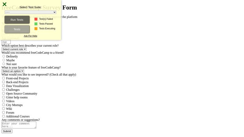 freeCodeCamp - Survey Form Challenge