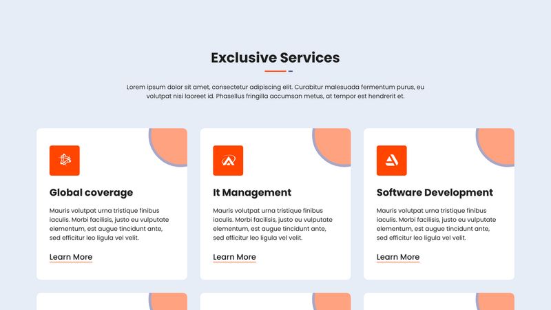 Responsive Services Section Using HTML , CSS , Bootstrap