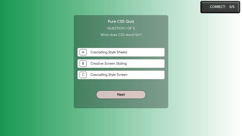 Pure CSS Quiz Game