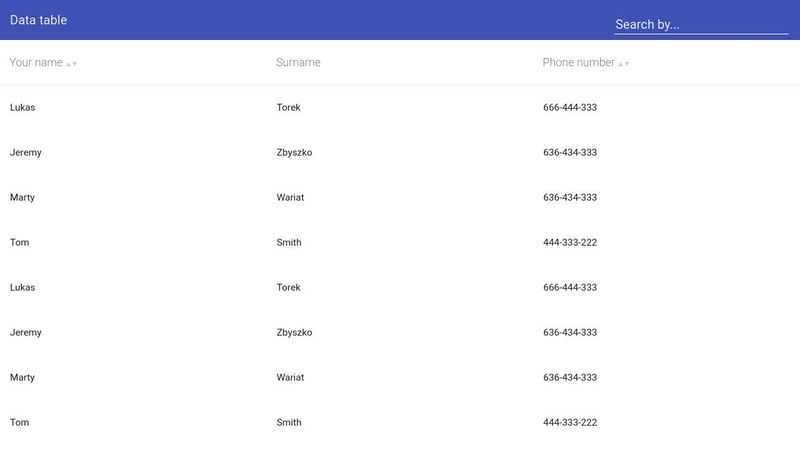 Angular material table