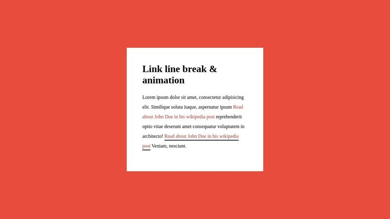 CSS Link line break & animation