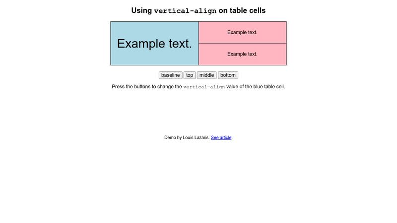 Using Vertical-align On Table Cells