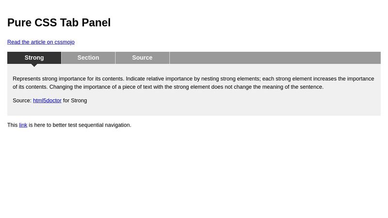 pure css tab panel