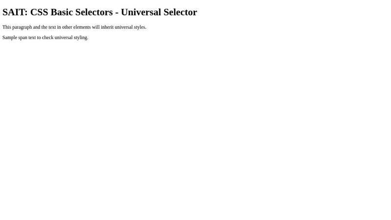 CSS Basic Selectors – Active learning 5 📢: Practice Universal Selector