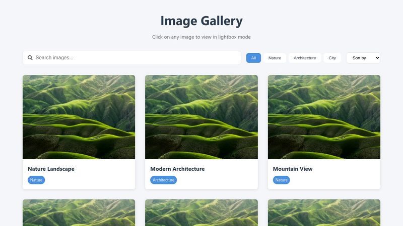 Modern Image Gallery with Lightbox & Advanced Controls