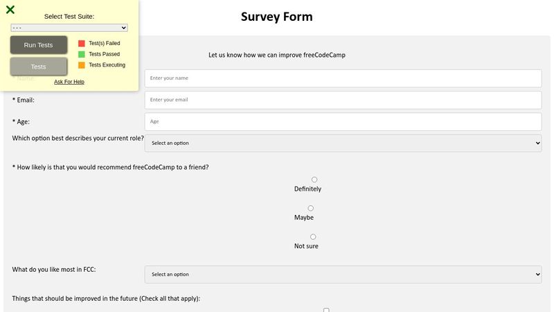 Survey form using HTML & CSS