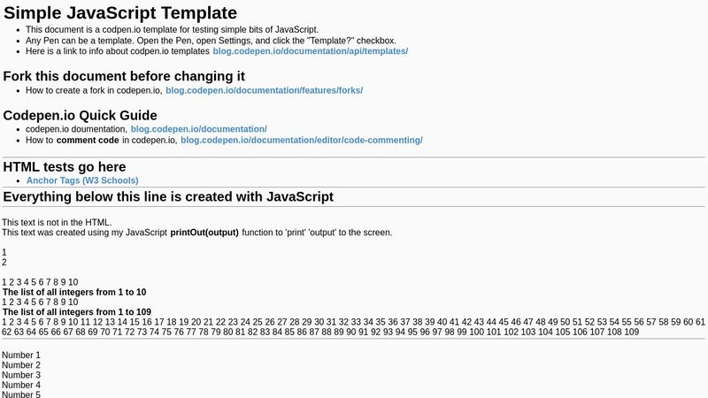 JavaScript Template with functions, June 19, 2017