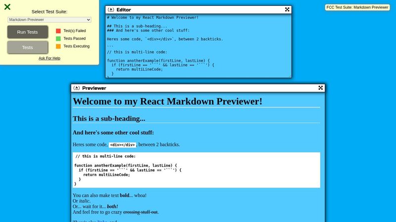 Markdown Previewer (Javascript Projects) FCC