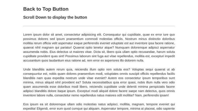 Back to Top Button with HTML, CSS and JavaScript
