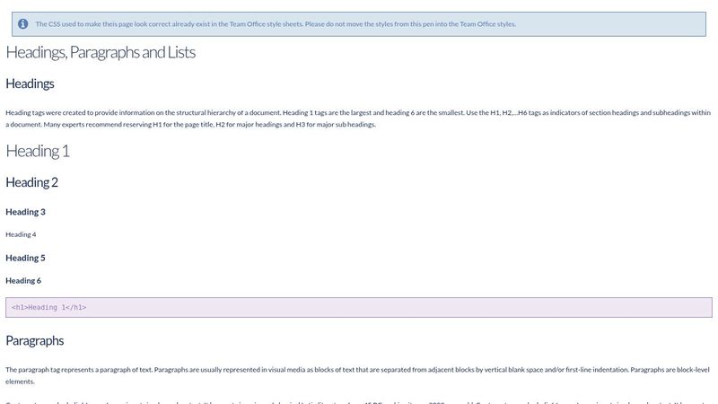 Headings, Paragraphs, & Lists