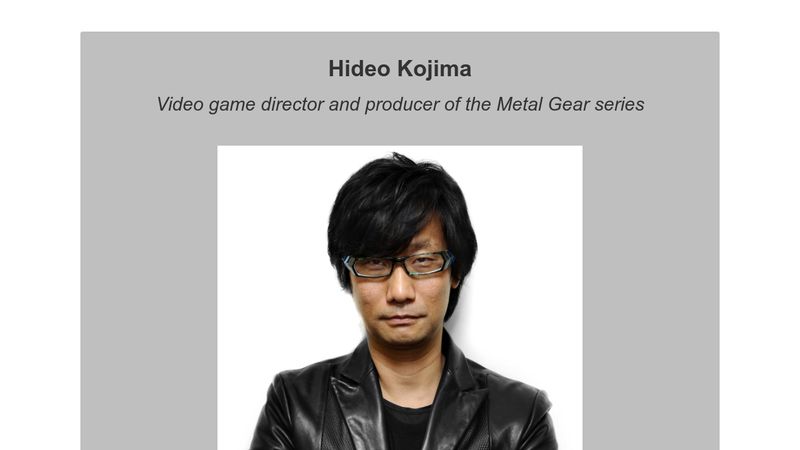 Hideo Kojima Tribute Page