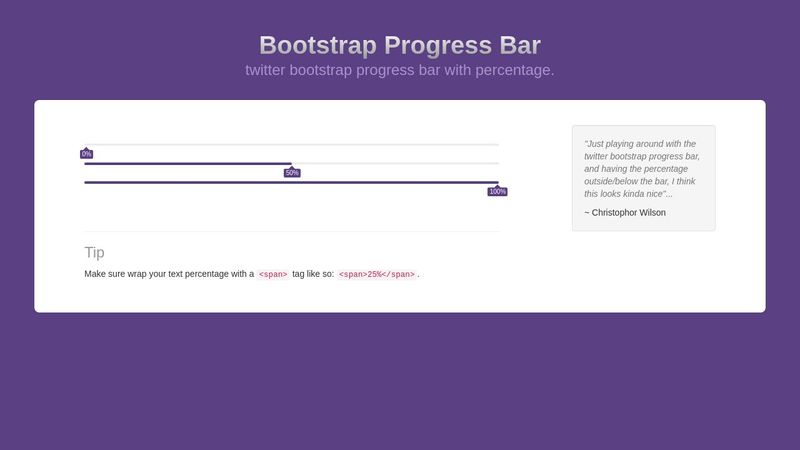 Bootstrap Progress Bar Percentage