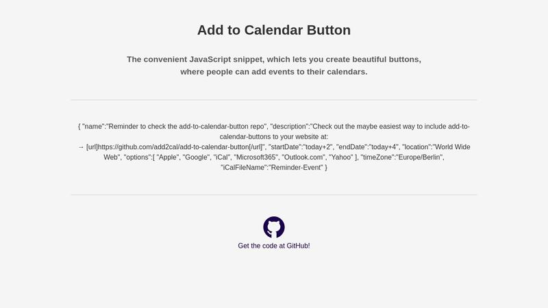 Free, simple, lightweight, modern JavaScript Add to Calendar Button