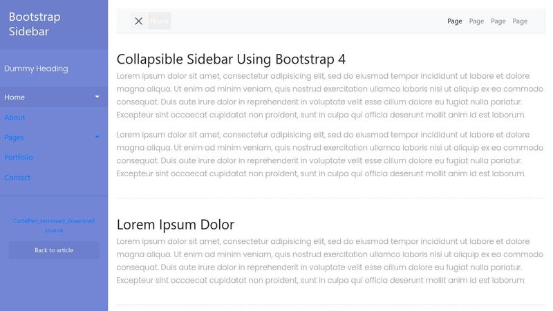 Bootstrap 4 Sidebar