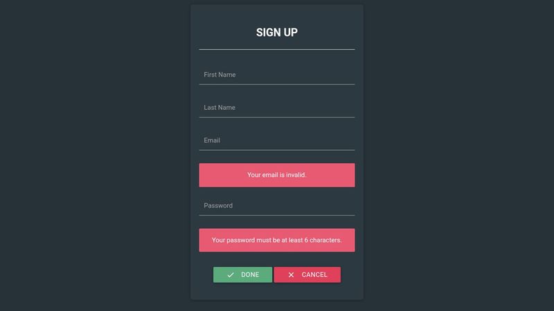 Simple Register Form with AngularJS & Material Design