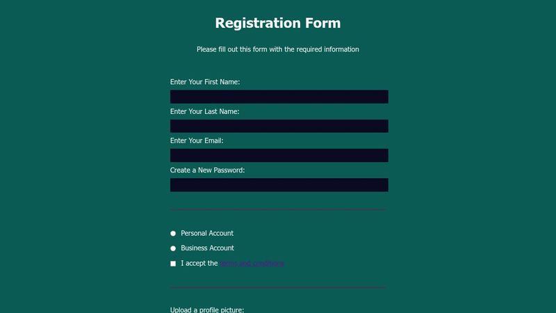 registration form with html css