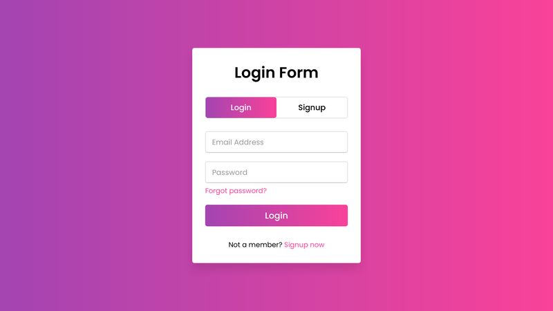 Login and Registration Form in HTML CSS & JavaScript