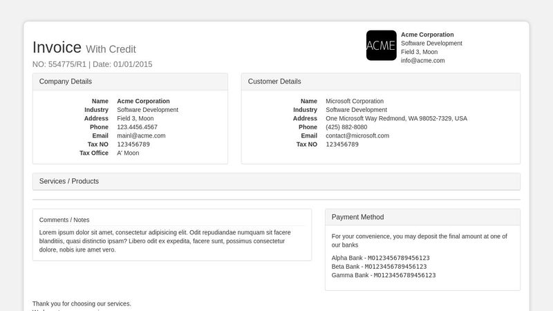 Responsive HTML Invoice Template