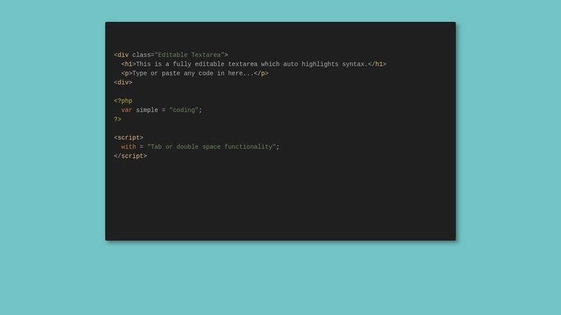 Textarea Tabs + Syntax Highlighting