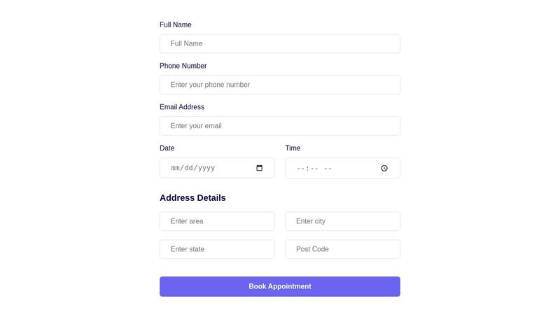 Appointment form for websites