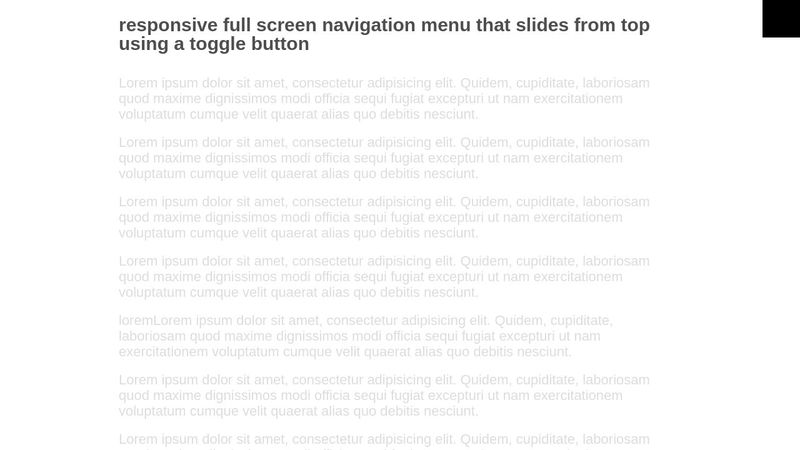 Slide from top full screen overlay navigation