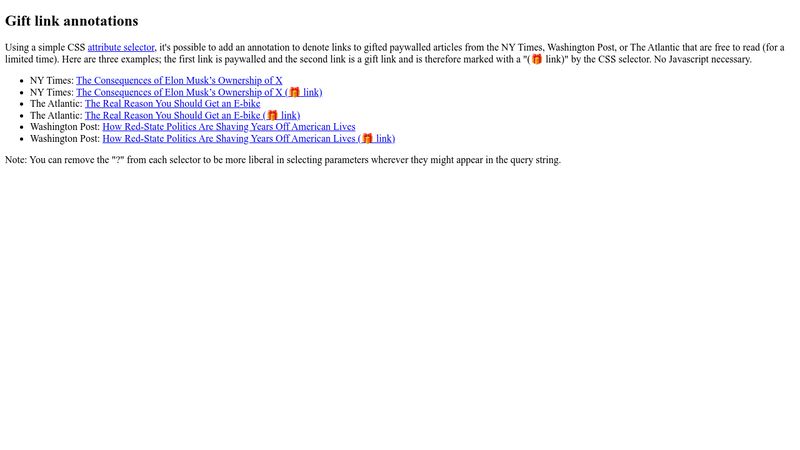 Gift link annotations in pure CSS