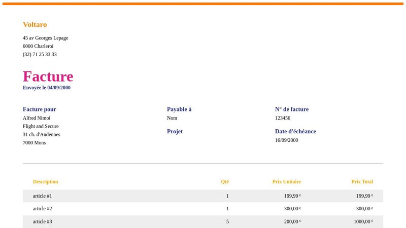 CEPEGRA - Exercice facture Table HTML/CSS [CORRIG]