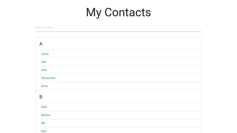 Contacts List in JavaScript