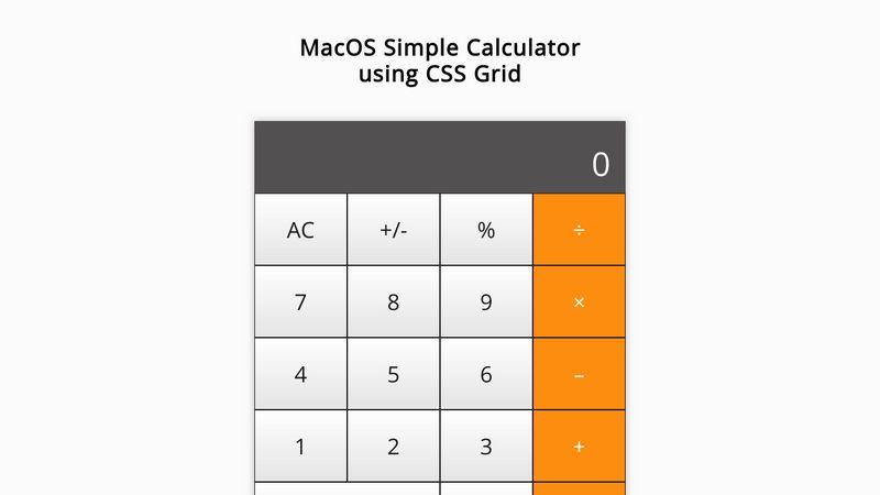 MacOS Simple Calculator in CSS - Style 1