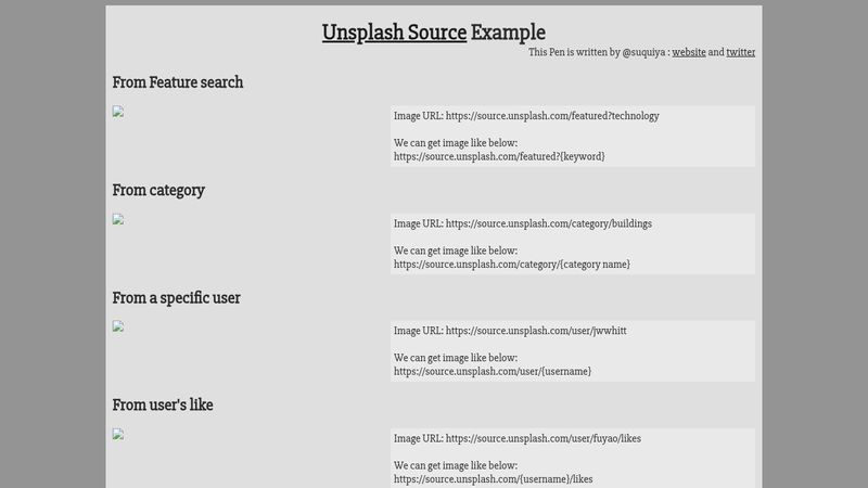 Unsplash Source Example