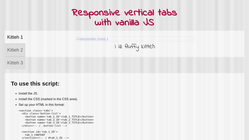 Responsive vertical tabs with vanilla JS