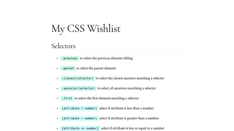 My CSS Wishlist