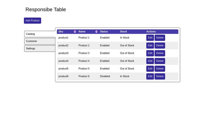 Responsive Product Table